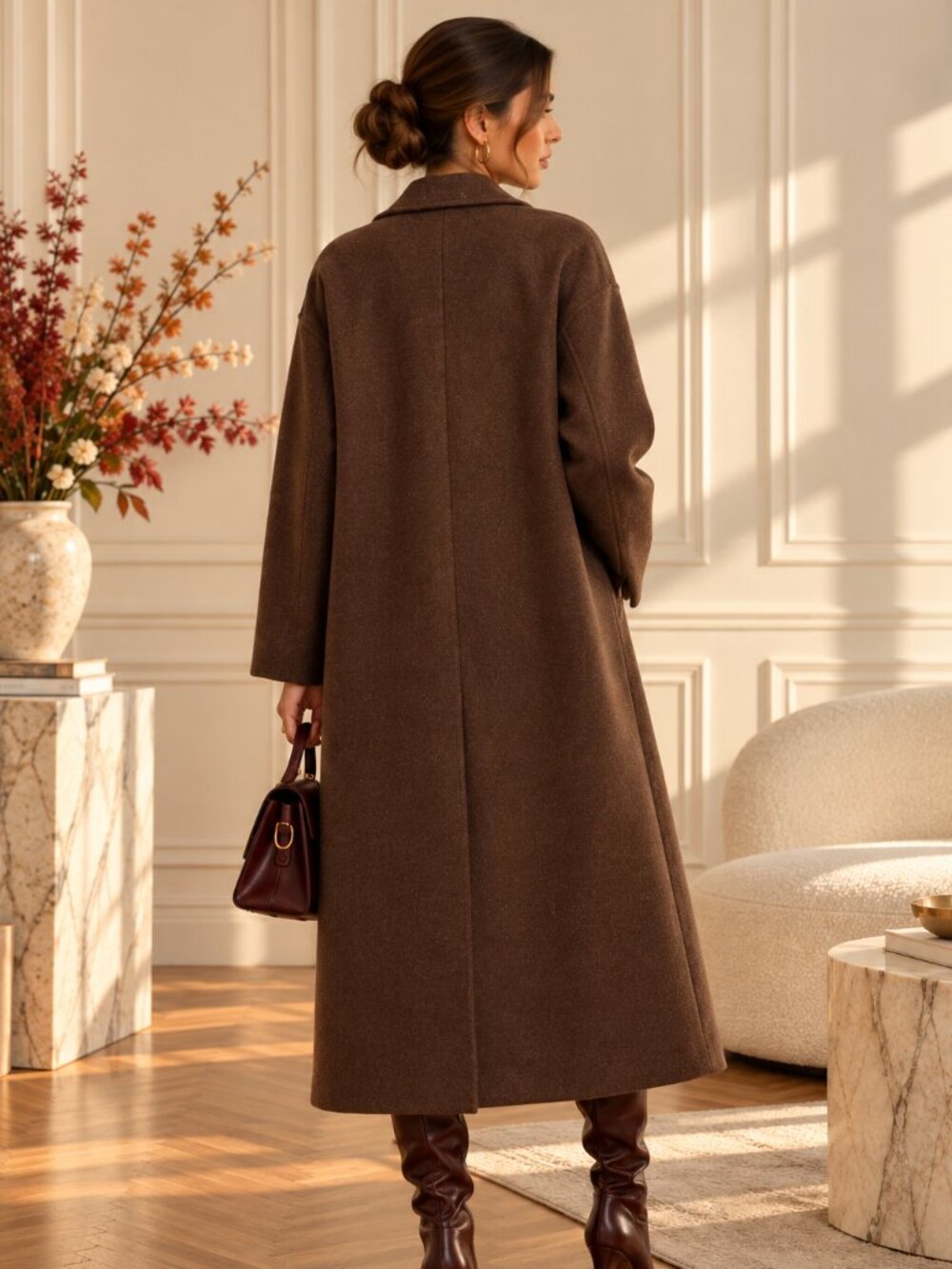 Commense Brown Oversized Tweed Long Coat S | Fall Winter - Picture 2 of 8